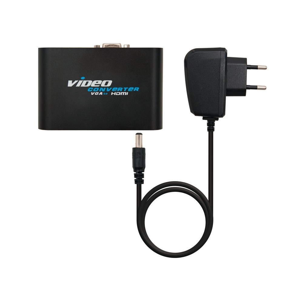 Nanocable Conversor SVGA+Audio a HDMI con Alimentación, SVGAH+Jack 3.5H-HDMI AH, Negro