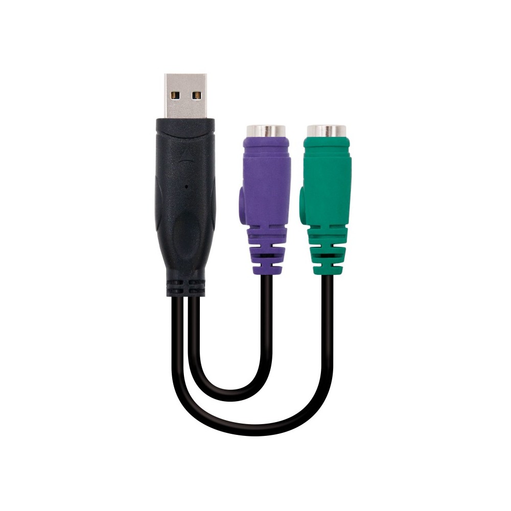 Nanocable CONVERSOR PS2(TECLADO+RATON) A USB, TIPO 2xPS2H-AM, 15 CM