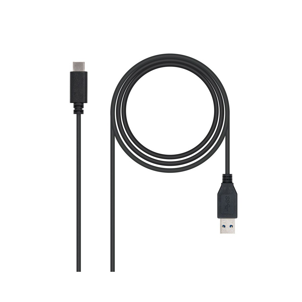 Nanocable USB 3.1, 1m cable USB USB 3.2 Gen 2 (3.1 Gen 2) USB C USB A Negro