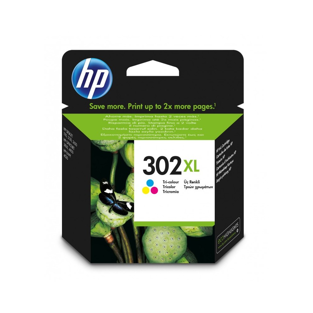 HP Cartucho de tinta original 302XL de alta capacidad tricolor