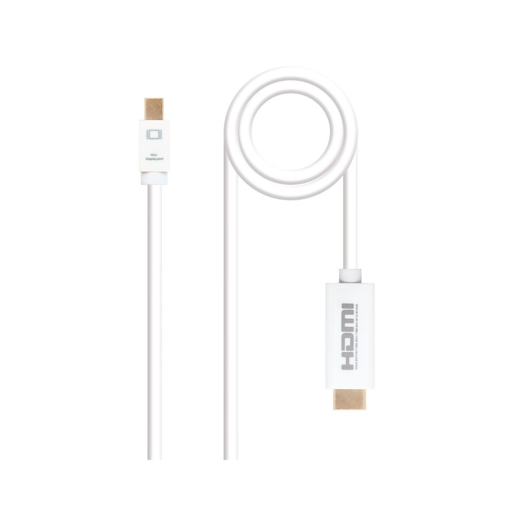 Nanocable Cable conversor Mini DP a HDMI, Mini DPM - HDMIM, Blanco, 5.0 M