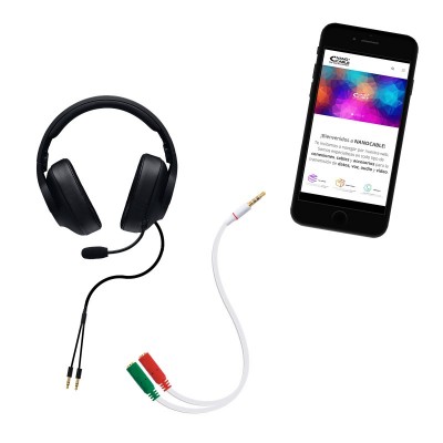 Nanocable Cable adaptador Audio Jack 3.5M 4pines - 2xJack 3.5H 3pines, blanco, 20 cm