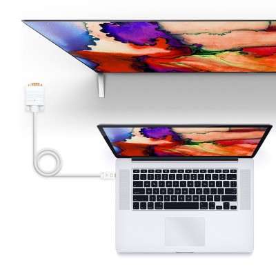 Nanocable Cable conversor Mini DP a VGA, Mini DPM - VGAM, Blanco, 5.0 M