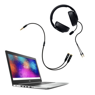 Nanocable Cable adaptador Audio Jack 3.5M 4pines - 2xJack 3.5H 3pines, negro, 30 cm