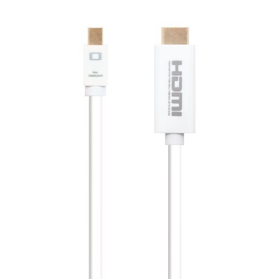 Nanocable Cable conversor Mini DP a HDMI, Mini DPM - HDMIM, Blanco, 2.0 M