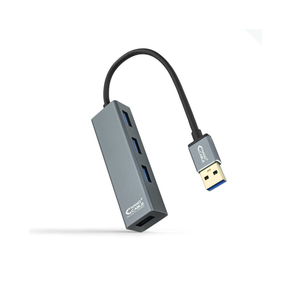 Nanocable USB 3.0 4xUSB3.0. USB-AM-USB 3.0H, Gris, 10 cm