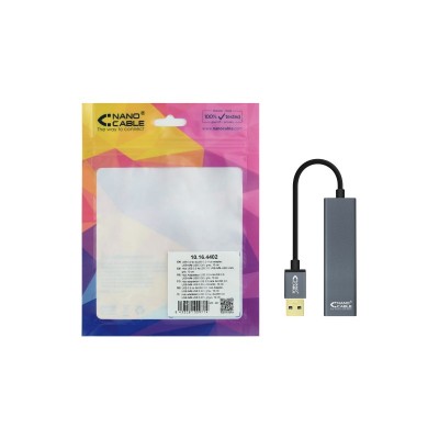 Nanocable USB 3.0 4xUSB3.0. USB-AM-USB 3.0H, Gris, 10 cm